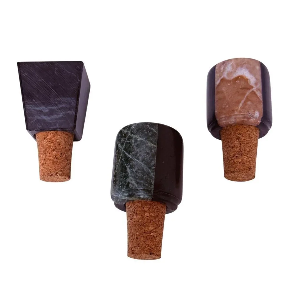 Stone Bottle Stoppers Set of 3 Barware Accessories